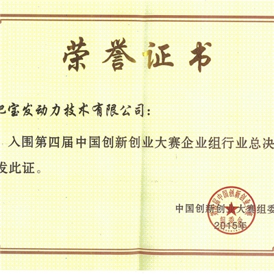入围中国创新创业大赛总决赛证书